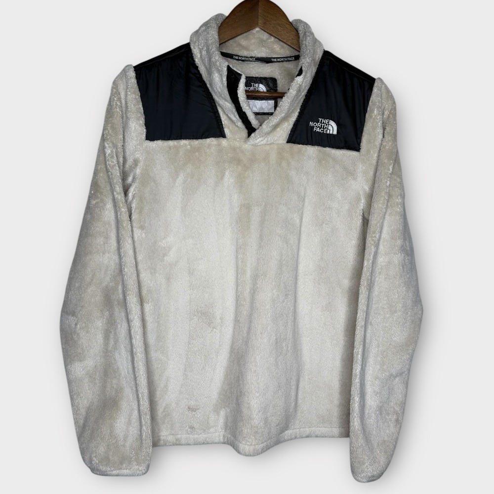 The North Face Girl's OSO Pullover Quarter Snap Vintage White Cream Soft Size XL